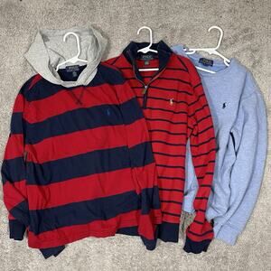 Lot of 3 Polo Ralph Lauren Sweater Youth Size Large (14-16) Hoodie 1/4 Zip